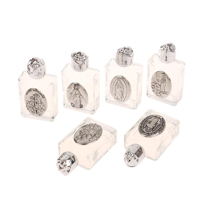 12 Types Of Glass Holy Water Jesus Bottle Religious Cross Bottle Christian Virgin Sculpture Bottle Refillable Holy Water Bottle