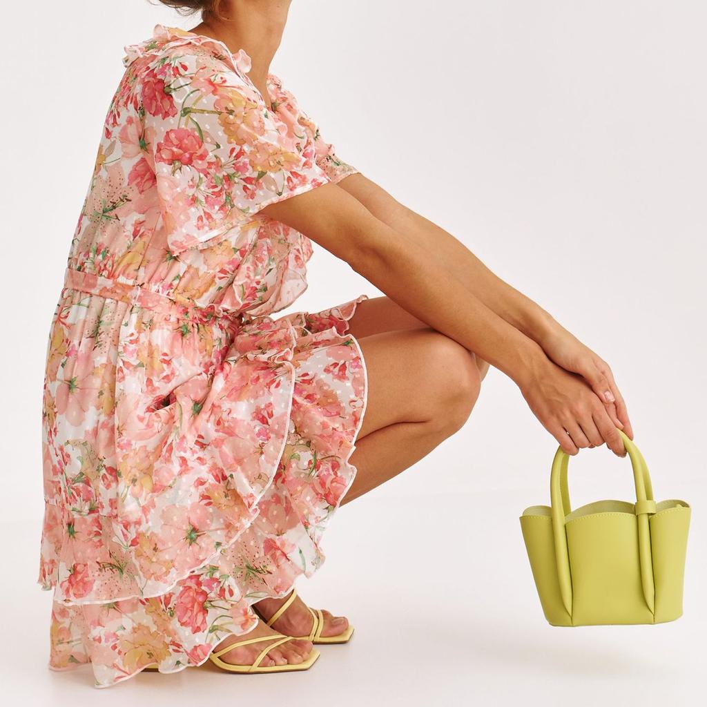 European and American new floral dress V-neck ruffle edge waist strap medium and long holiday beach dress