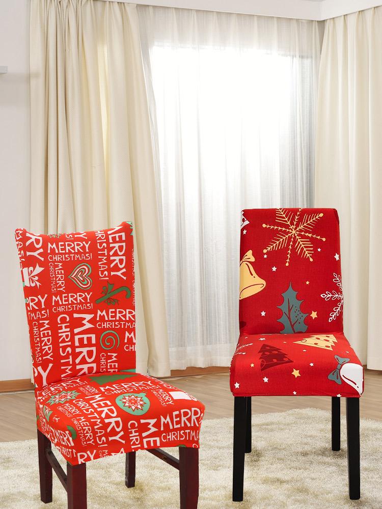 4pcs Chair Cover Christmas Gift Pattern Elastic Modern Simple Dining Chair Cover for Hotel Dining