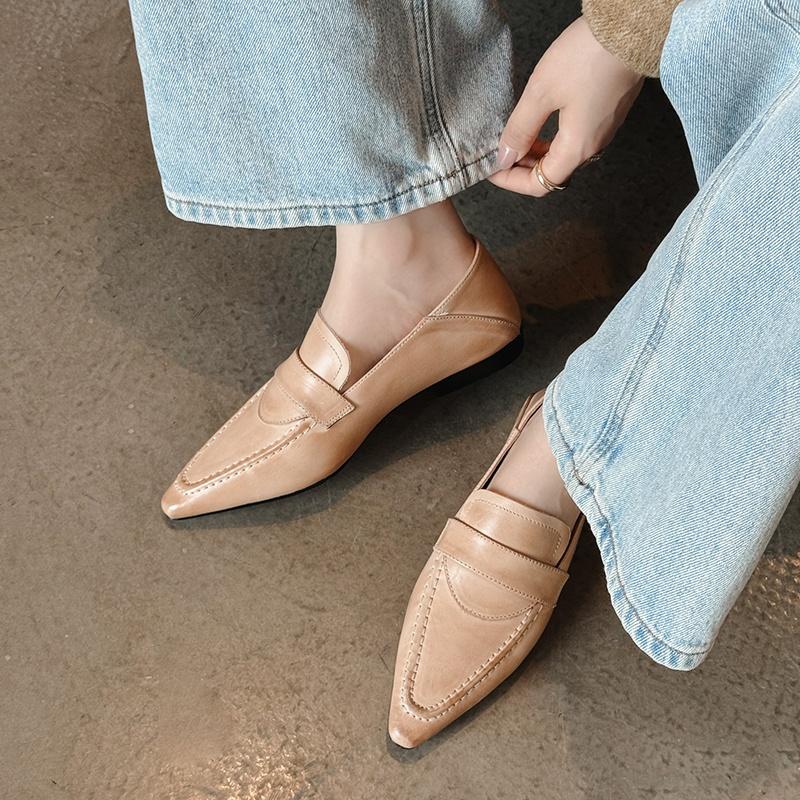Fashion 2025 Autumn Low Heels Women Pumps Pointed Toe Concise Office Lady Working Shoes Woman Genuine Leather Pumps Basic Women Shoes