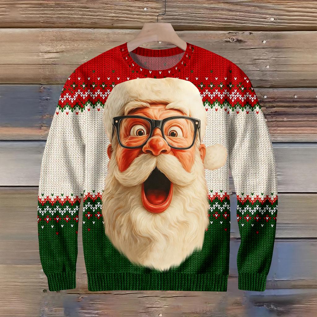 Herren Weihnachts Pullover mit bedrucktem Kragen