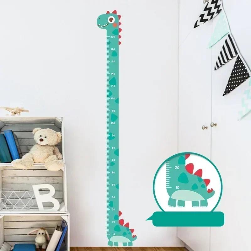 Cartoon Animals Height Measure Wall Sticker Unicorn Dinosaur Wallpaper for Kids Room Nursery Child Growth Ruler Growth Chart