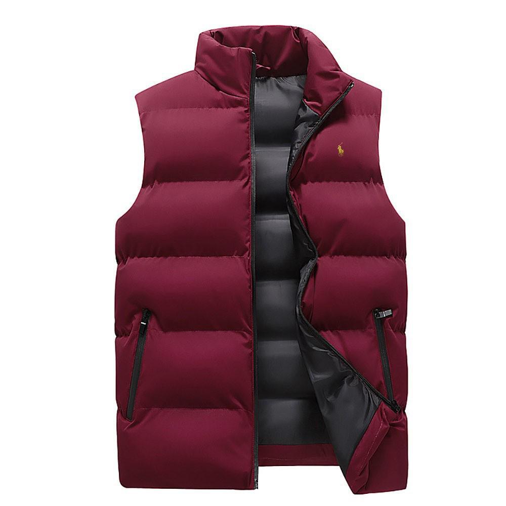 Men's Windproof Stand Collar Cotton Vest - Warm, Velvet-Lined, Casual Hong Kong Style for Autumn/Winter