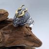 Adjustable Open Ring Men Women Sterling Dragon Snake Design Vintage Geometric Band Retro Style Jewelry