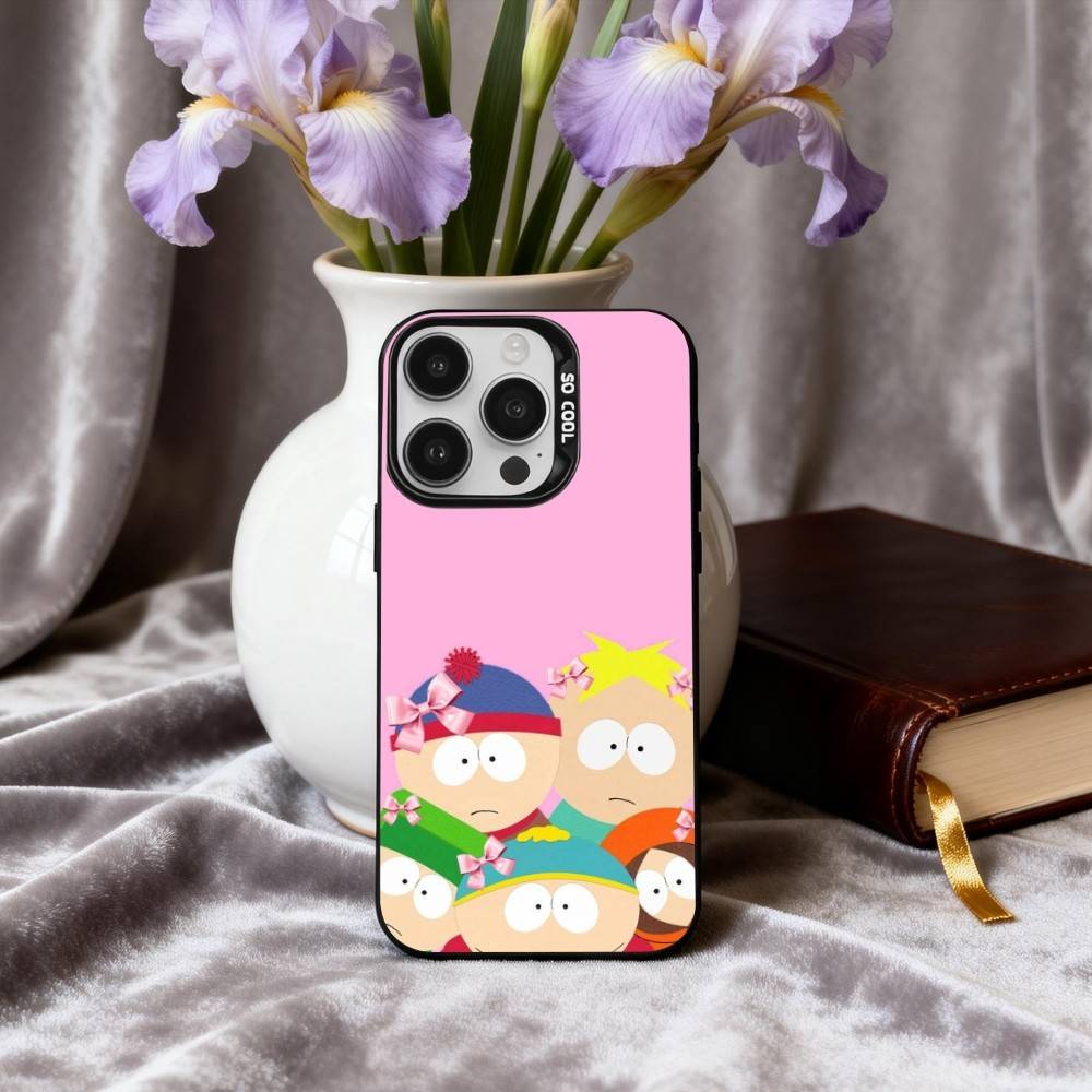 C-Cartoon S-South-H P-Park-S Phone Case For iPhone17,16,15,14,13,12,11 Plus,Pro Max Black Candy silver phone case