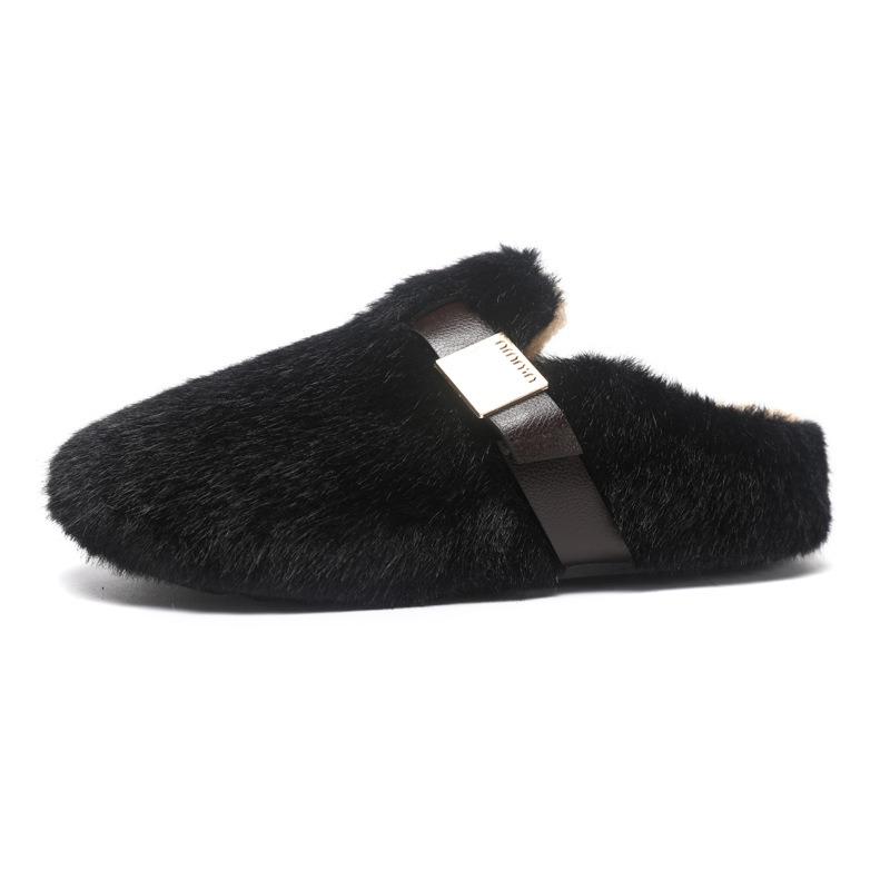 

Обувь Мао Мао новая осенне-зимняя верхняя одежда ленивая плоская подошва одна педаль сумка голова обувь повседневная домашняя хлопковая обувь 40