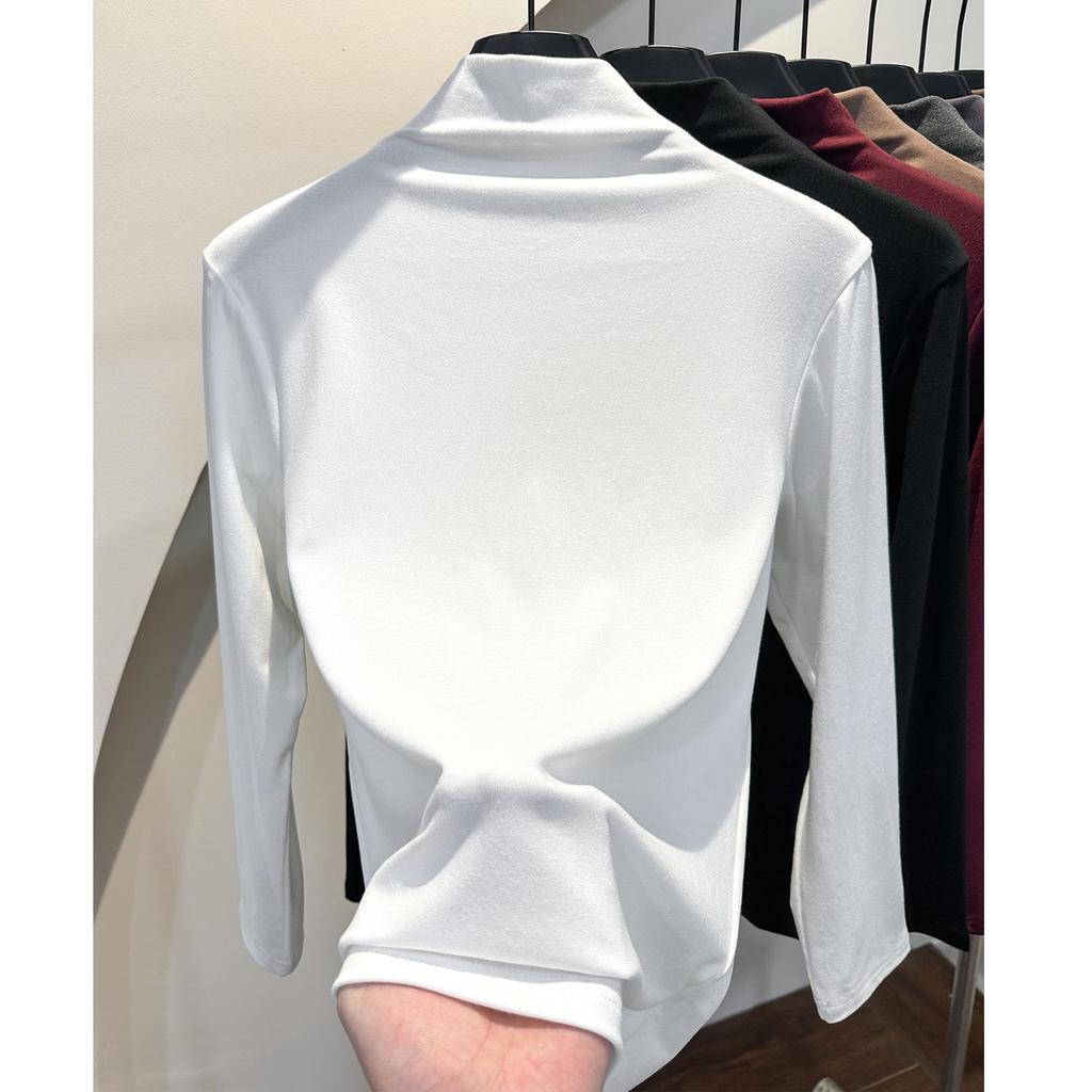 Damen Schlankmachendes Langarm Oberteil mit Hohem Kragen 2025 - Modisches Herbst-/Winteroberteil