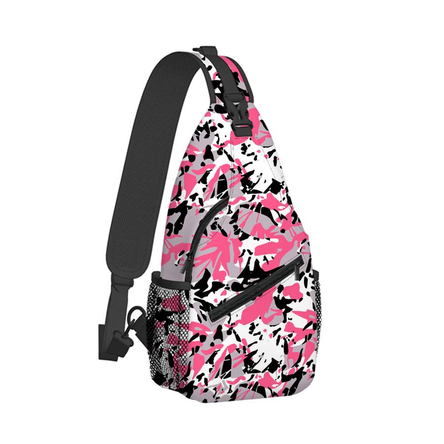 Pink White Pattern Chest Bag Boy/Girls Best Gift 2D Flat Cartoon Large Capacity Sports Leisure Fashion Fitness Bag for Children