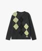 LIBERCLASSY [25Fw] Llw51627 Dark Grey Argyle Pattern Round Neck Knit