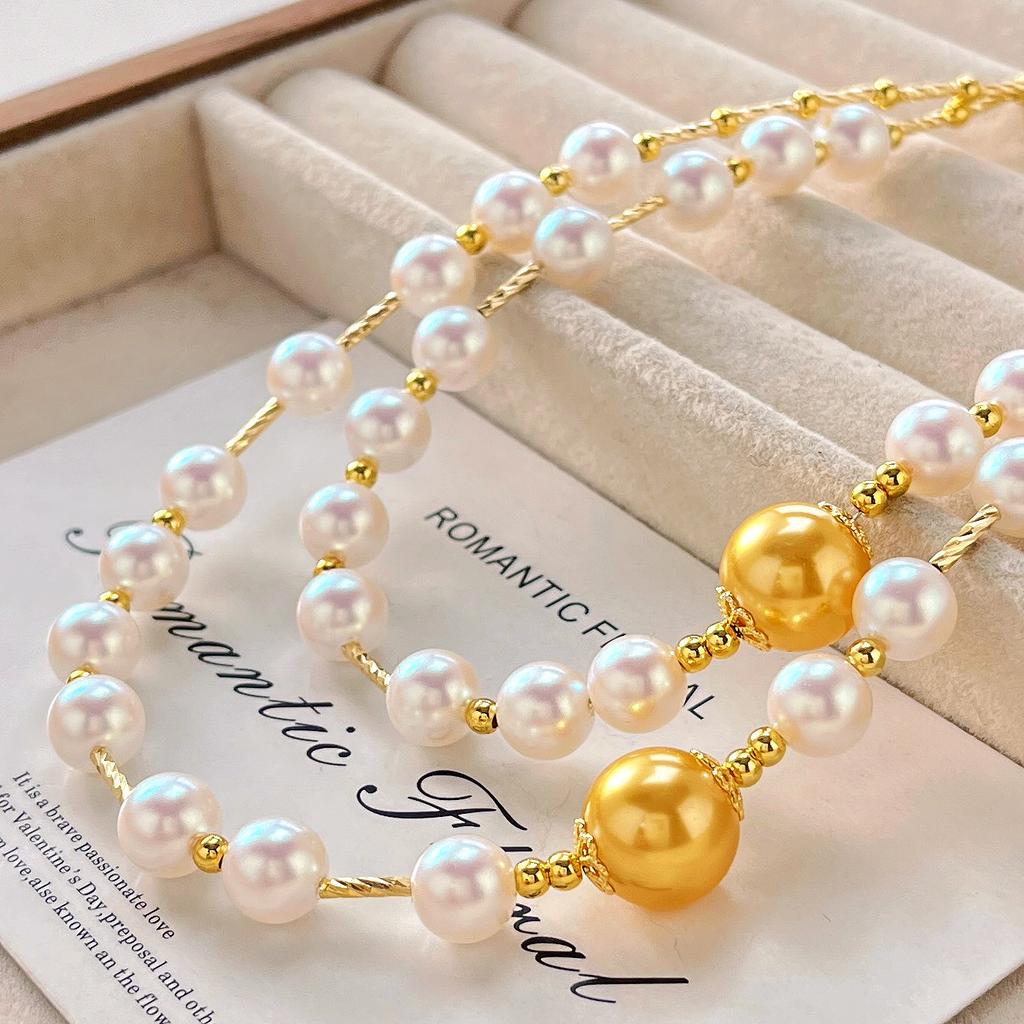 Design Sense High Quality Artificial Crystal Pearl Collarbone Chain Necklace