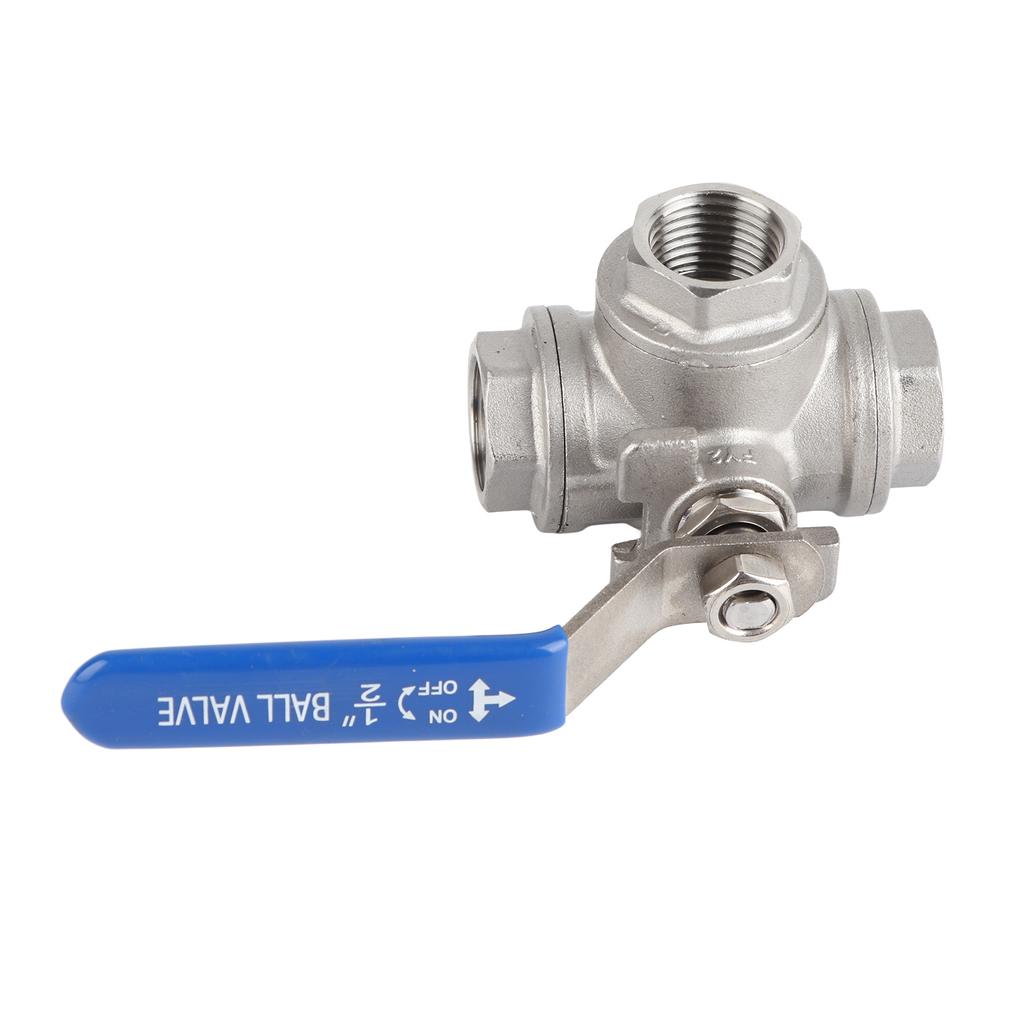 Stainless Steel SUS304 Pipe T Port Ball Valve Three Way Type Female Thread DN15