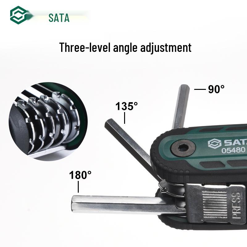 SATA Folding Hex Wrench & Screwdriver Set (3/4/5/6/8mm) Multifunctional Tool