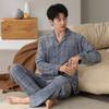 Island fleece pajamas men's autumn and winter cardigan high-end men's casual coral fleece warm loungewear winter suit