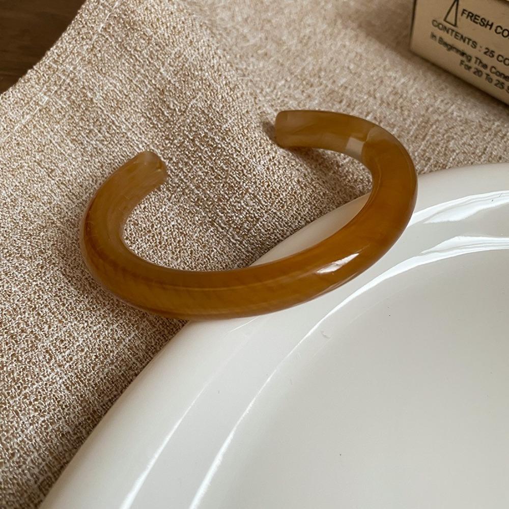 Circular Geometric Resin Bangle Europe American Style Retro Hand Ring Opening Bracelet  Girls