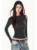 Women's Off-Shoulder Slim-Fit Long-Sleeve T-Shirt: Stylish American-Style Top for Spring & Autumn