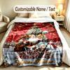 Christmas Theme Soft Blanket Personalized Custom Name Text Print Warm Blanket Home Sofa Bedroom Decor
