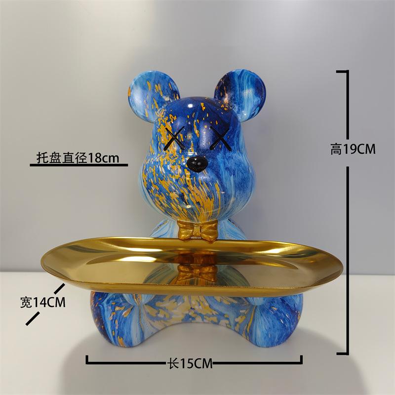 [2025 New] Cartoon Bear Tray Decor - Luxury Entryway Key Organizer, Multi-Function Resin Catchall for Living Room