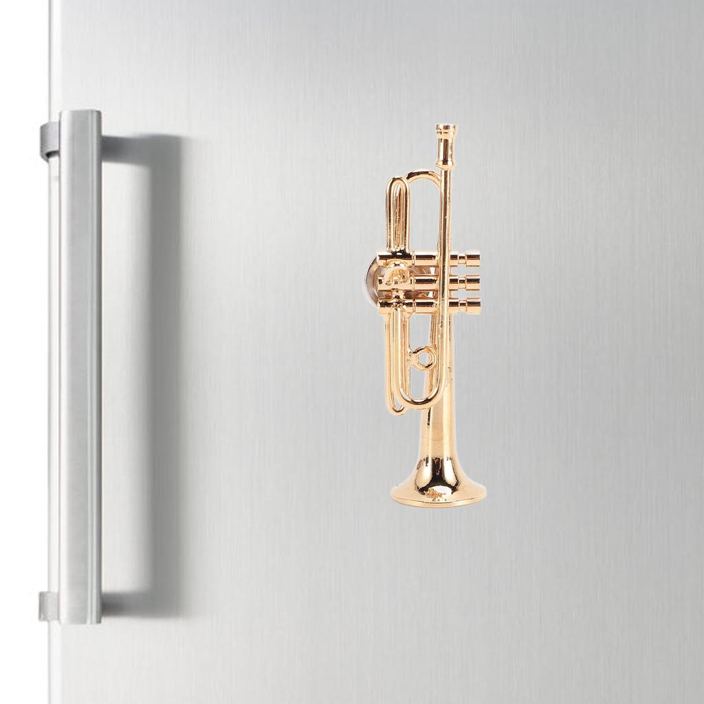 Goldene Trompete Miniatur-Nachbildung Magnet Realistisch Metall Wiederverwendbar Musikinstrument Kühlschrankmagnet
