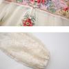 2026 Spring/Summer Resort-Style V-Neck Puff Sleeve Lace-Panel Printed Long Maxi Dress