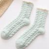 Women's Mid-Calf Coral Fleece Socks: Half-Sided Fleece, Cat Paw Design, Cute & Cozy for Autumn/Winter