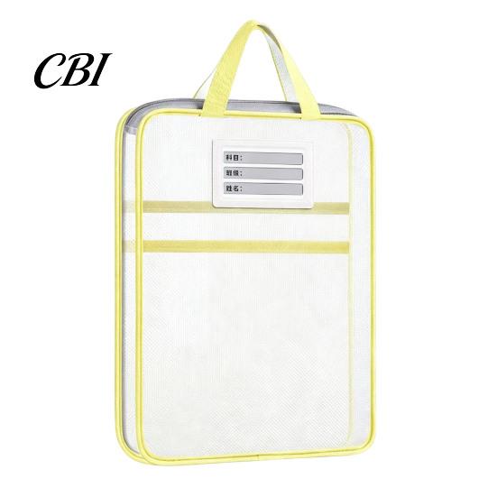 Clear Mesh Pouches Transparent Nylon Document Bag, Portable Lightweight File Organizer with Zipper Travel Holders And Strap, Large Capacity Holder for