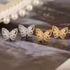 Fashion Female Earrings  Sterling Silver Butterfly Shaped Inlaid Cubic Zircon Earrings for Women  Girlfriend Gift