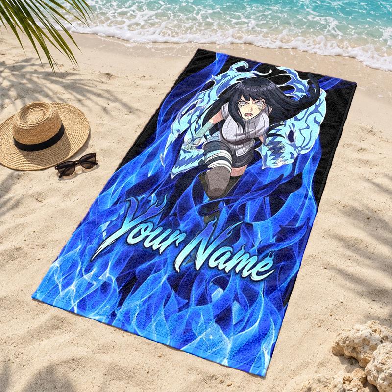 Hyuga Hinata Custom Name Beach Towels Also Serve As Bath Towels Summer Essential a Musthave for the Outdoors the Beach and the Pool