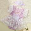 Newborn Photography Lace Dress Set Baby Girls Photo Shoot Costume Polyester Fabric With Floral Texture 0-1 Month Photoshoot Accessory