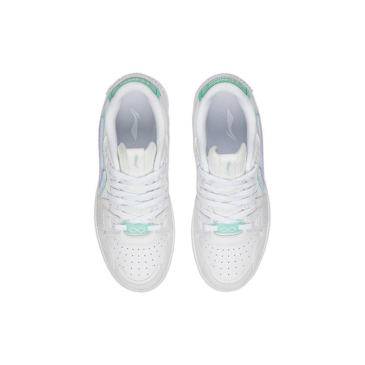 Li Ning Abrasion Resistant Slip Resistant Low top Skateboard Shoes Women's White Purple AGCS084-4