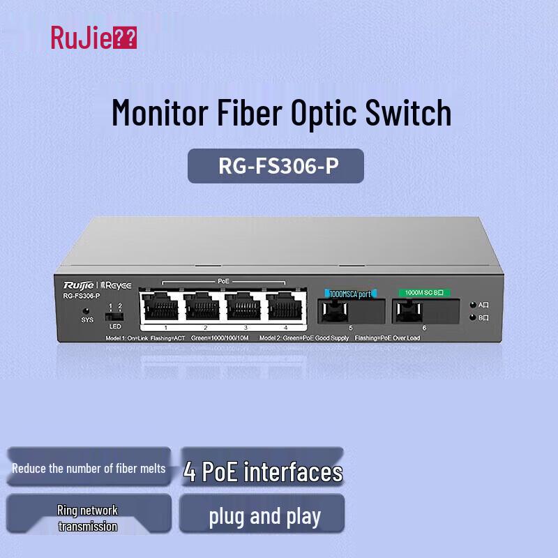 

Ruijie RG-FS306-P Full Gigabit Smart Surveillance POE Fiber Switch