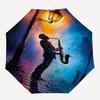 Saxophone Rain Themed Automatic Opening and Closing Umbrella, Brightly Colored 8-rib Portable Umbrella, Suitable for Men and Women, A Perfec