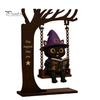 Spooky Halloween Party Supplies Funny Swing Ornament, Witch/Skeleton/Mummy/Pumpkin Ghost Sitting on Indoor Outdoor Decorations Reading Book