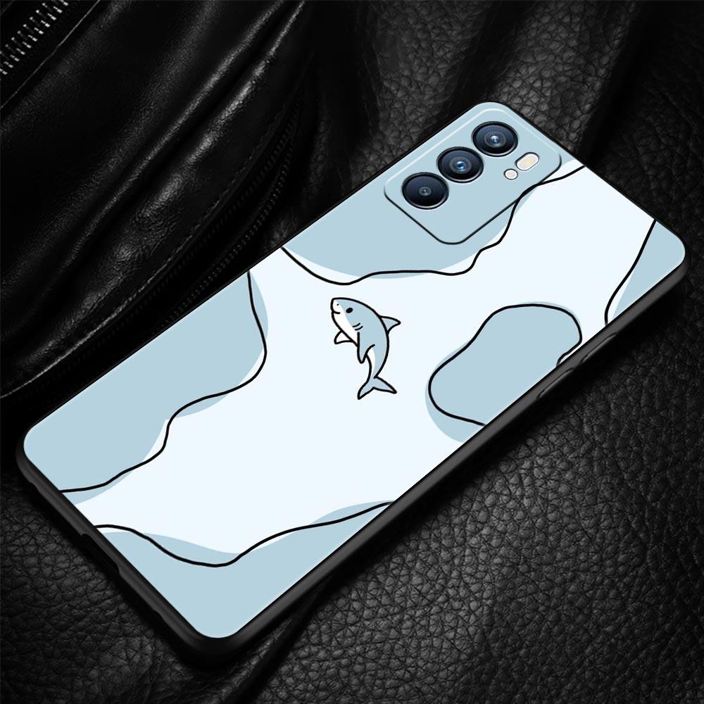 Seaside Sharks Pattern Phone Case For Oppo A17 A31 A54 A57 A78 A79 A98 Find X5 X6 Reno 6 7 8 10 11 12 13 F Pro 5G Soft TPU Cover