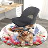 1pc American Flag Cow with Bow Round Carpet Office Chair Mat, Anti Slip Rug for Home Decor, Gift, Office, Living Room, Bedroom