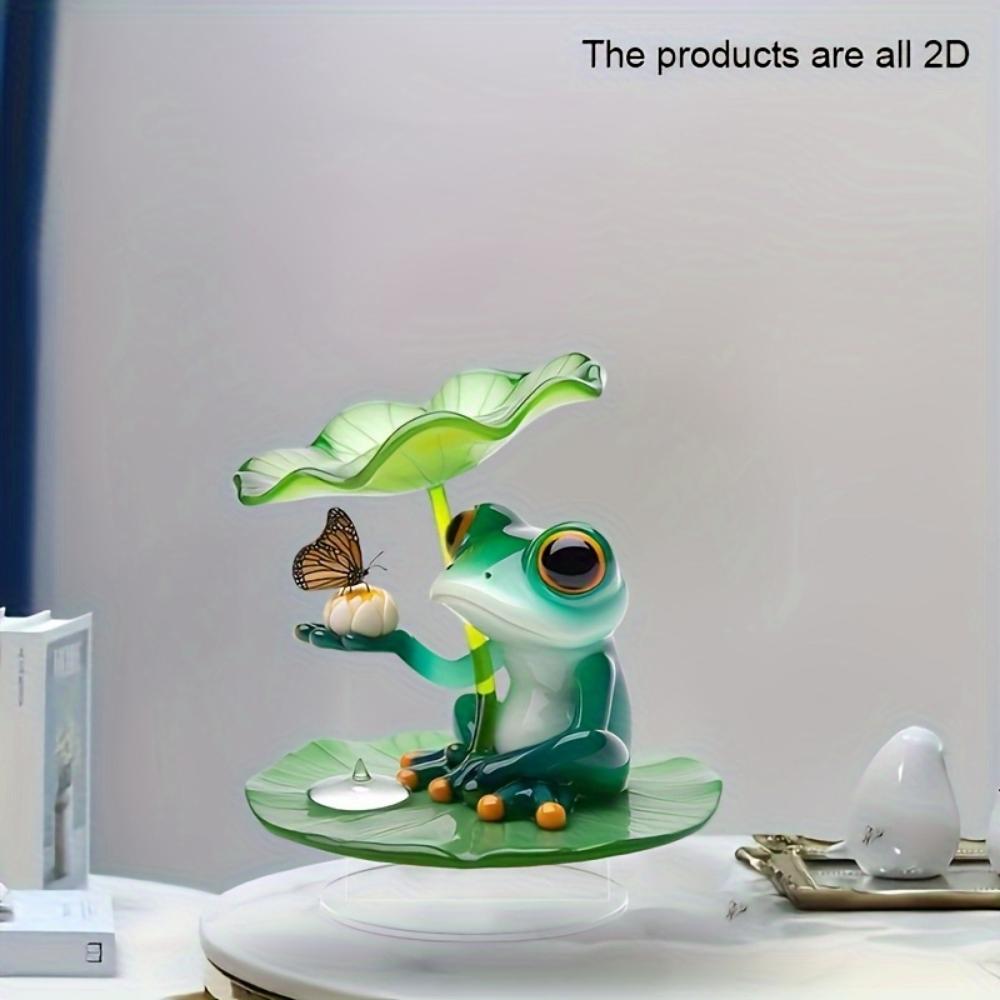 Lotus Leaf Frog, 2D Flat, Acrylic Decoration, Ornaments, Suitable for Living Room, Party, Gifts, Christmas, Halloween