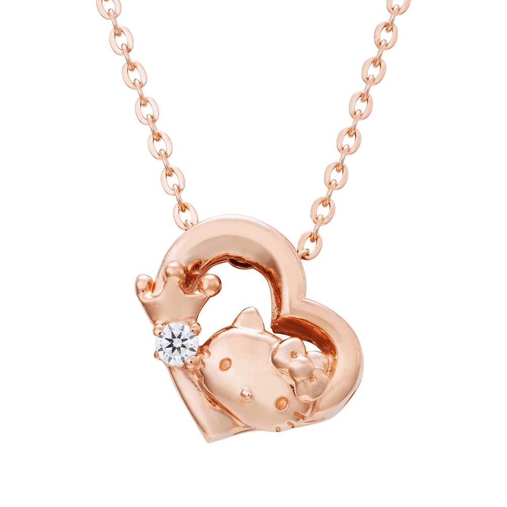 

Hello Kitty 45th Anniversary Necklace Open Heart HelloKitty Sanrio Pendant Pink Gold [White Clover] Women s SA45KT-N002PG