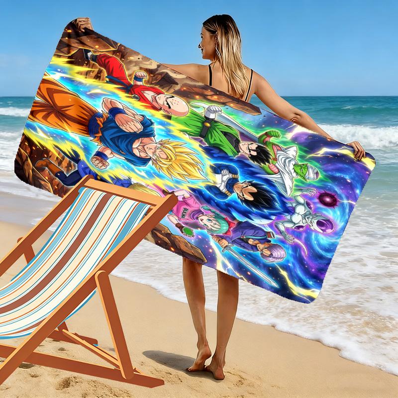 DRAGON BALL Print Beach Towel, Large Soft Quick Dry Towel for Beach Camping Swimming