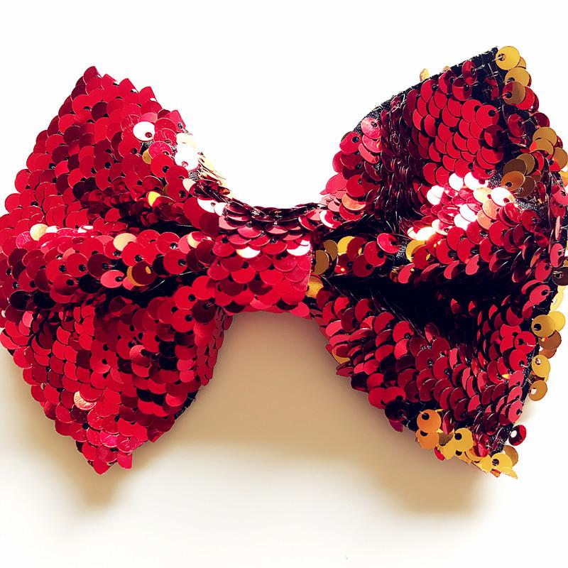 1 PC Big Bow Hair Clip For Girl Colorful Pink Green Sequin Bow Knot Hair Bow With Clip Alloy HairPin Barrettes Hair Accessories