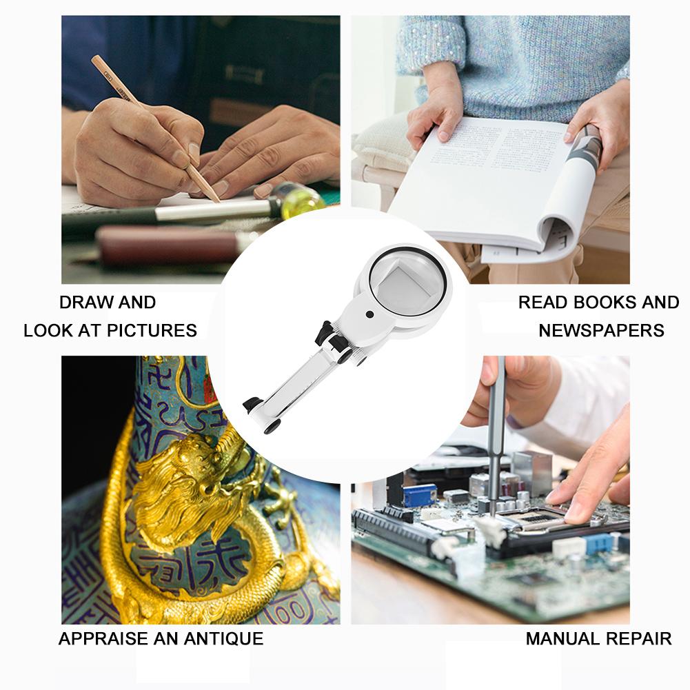 Foldable Magnifying Glass 8/21/24 LEDs Lighted Folding Magnifying Glass High Magnification for Reading Repair and Identification