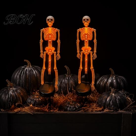Realistic Skeleton Stakes for Yard 2Pcs Solar Stake Light, Halloween Glowing Figurine, Waterproof Festive Garden Decor Trick or Treat Outdoor