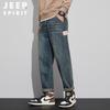 JEEP SPIRIT Men's Loose Straight-Leg Vintage Jeans