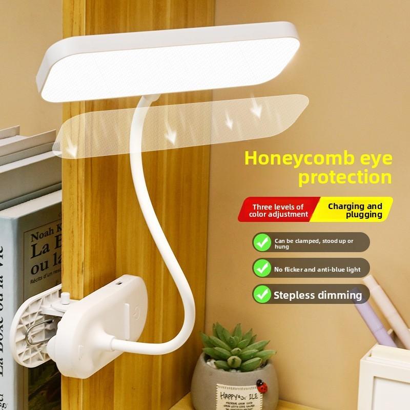 Led Clip On Desk Lamp Adjustable Brightness Room Reading Study Bedside Light
