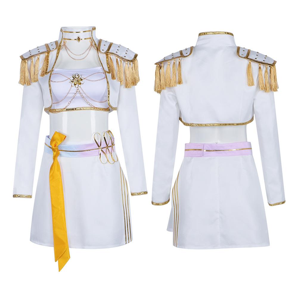 Dämonenjäger Cosplay Anzug K-Pop Koreanische Girl Group Rumi Weiß Spielendes Song Kostüm Bühnenperformance Cosplay Anzug