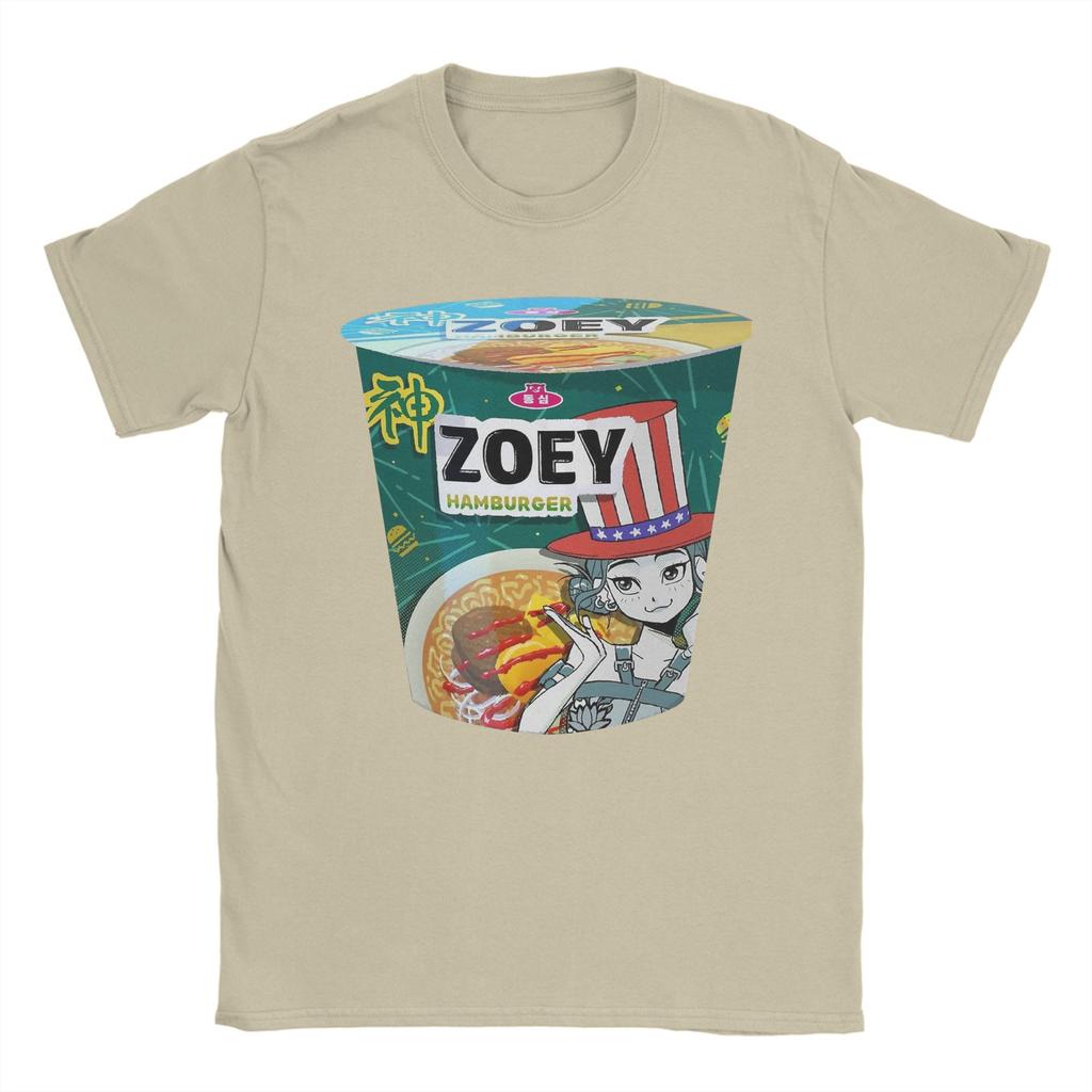 ZOEY Hamburger Ramyeon  Ramen Huntrix Men T Shirts Demon Hunters  Tees Short Sleeve O Neck T-Shirt Pure Cotton Summer Tops
