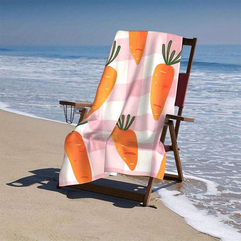Textilien Pink/White Beach Towel And Plaid Carrot Pattern Sun Protection Windproof Suitable For Swimming Pool Camping Travel Blanket