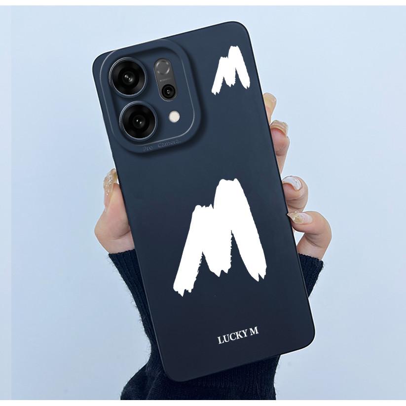 For OPPO Reno14 Pro 5G Cover Case Lucky Initial Letter Couple Silicone Soft Matte Phone Bumper for Oppo Reno 14 Pro 5G Casing