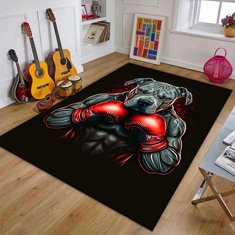 Crystal Velvet Boxing Printed Area Rug Carpet for Bedroom, Living Room, Home Office Decor, Rugs Mat, Fashion Mat Rug for Bedside A8