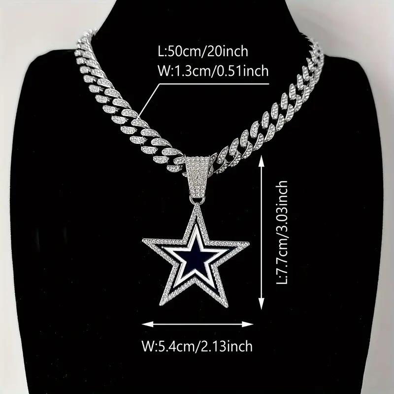 

Ожерелье с подвеской в виде синей пентаграммы, инкрустированной цирконами, для мужчин и женщин, европейская и американская модная личность, хип-хоп ювелирное изделие в подарок pendant + 024 Cuban chain 20in (clasp)