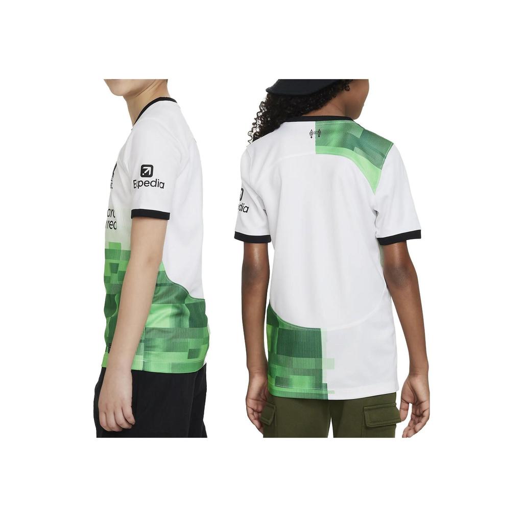 Nike Liverpool 23/25 Season Away Fan Version Logo Embroidered Mosaic Color Block Short Sleeve Football Jersey Kids Tops White DX2764-101
