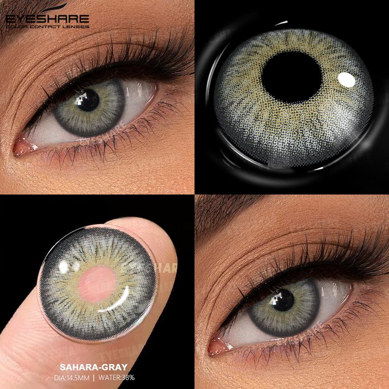 Eyeshare 2 Stück Neue Farbige Kontaktlinsen für Augen Mode Blaue Linsen Natur Weiche Linsen Schönheit Pupillen Make-up